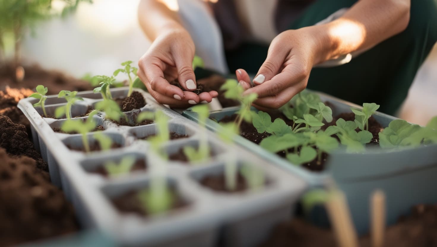 Hands planting seedlings - symbolizing growth and investment