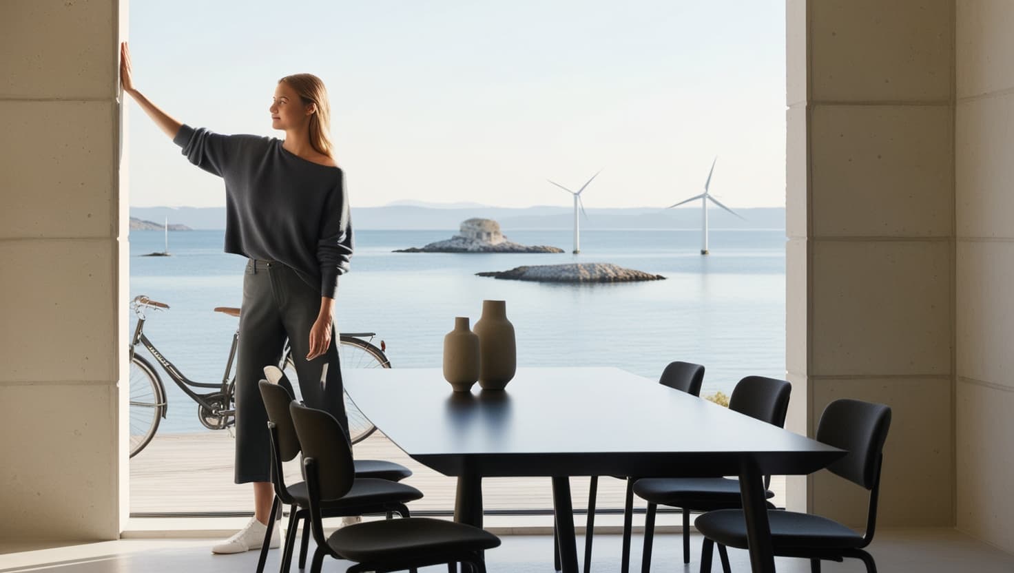 Modern interior with ocean view